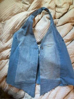 Free the People x Tricia Fix Halter Denim Top